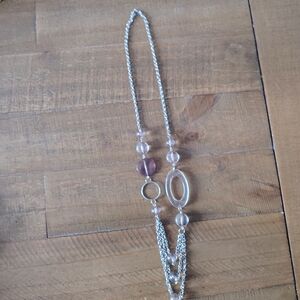 Elegant Silver and Brown Necklace